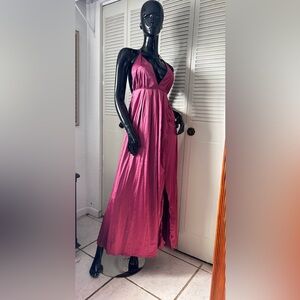Women’s Dress Maxi halter  silky satin burgundy  size S